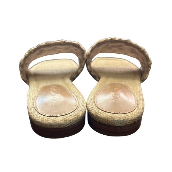 Schutz Nude Raffia Ayla Slide Sandals Leather-Sole Womens Size 8 NEW - Picture 8 of 10